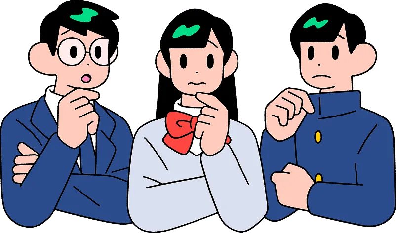 悩んでいる小中学生のイラスト